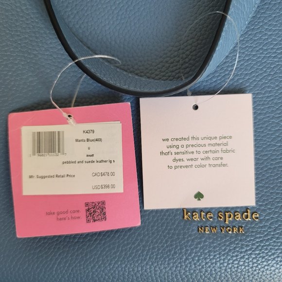 KATE SPADE Knott LARGE Pebbled Leather & Suede Shoulder Bag-Manta Blue⭐ - Picture 16 of 16